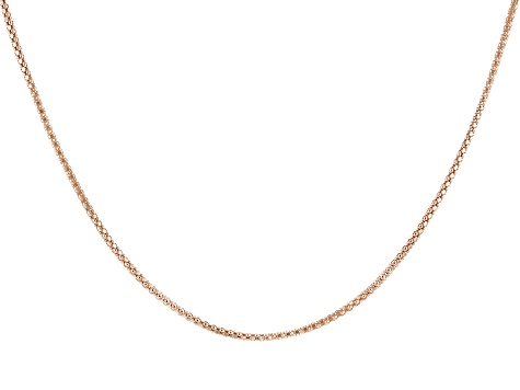 18K Rose Gold Over Sterling Silver 1.35mm Diamond-Cut Adjustable Popcorn Chain