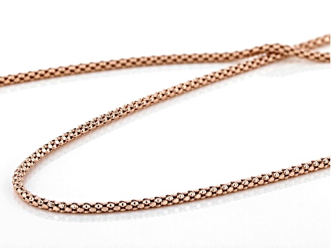 18K Rose Gold Over Sterling Silver 1.35mm Diamond-Cut Adjustable Popcorn Chain