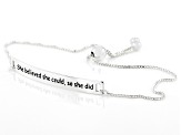 Sterling Silver "She Believed She Could, So She Did" Adjustable Bar Bracelet