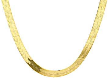 Picture of 18k Yellow Gold Over Sterling Silver 9MM Herringbone 22 Inch Chain