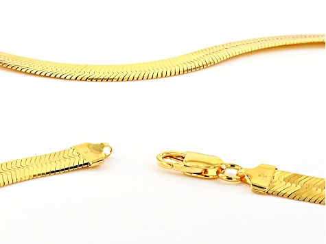 18k Yellow Gold Over Sterling Silver 9MM Herringbone 22 Inch Chain