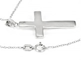 Rhodium Over Sterling Silver Cross Pendant with 18 Inch Chain