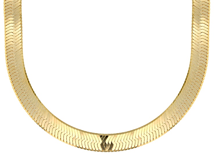 18K Yellow Gold Over Sterling Silver 9MM Herringbone 20 Inch Chain