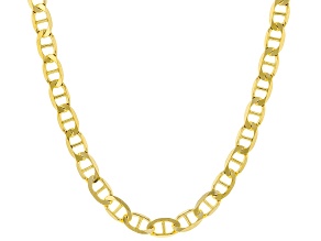 18K Yellow Gold Over Sterling Silver 4.4MM Flat Mariner 20 Inch Chain