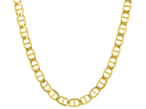 18K Yellow Gold Over Sterling Silver 4.4MM Flat Mariner 22 Inch Chain