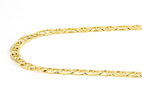 18K Yellow Gold Over Sterling Silver 4.4MM Flat Mariner 22 Inch Chain