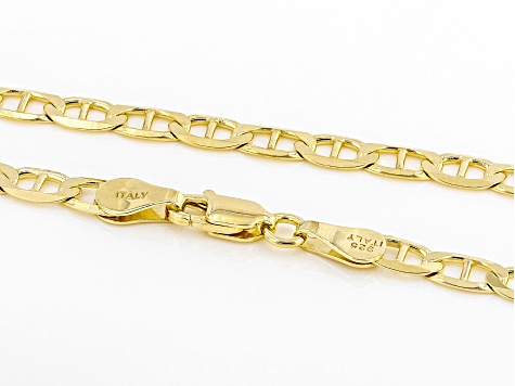 18K Yellow Gold Over Sterling Silver 4.4MM Flat Mariner 22