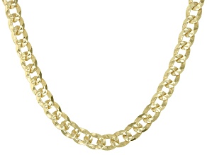 18K Yellow Gold Over Sterling Silver 4MM Diamond-Cut Curb 20 Inch Chain