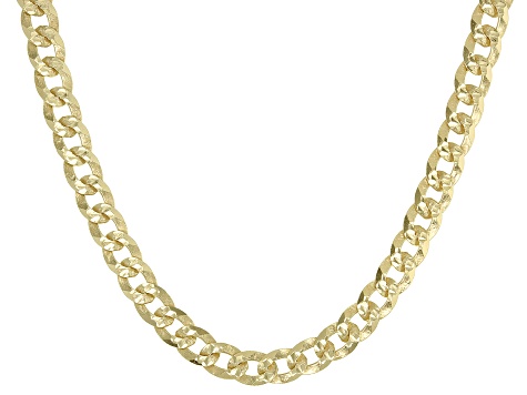 18K Yellow Gold Over Sterling Silver 4MM Diamond-Cut Curb 22 Inch Chain