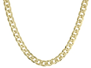 18K Yellow Gold Over Sterling Silver 4MM Diamond-Cut Curb 22 Inch Chain