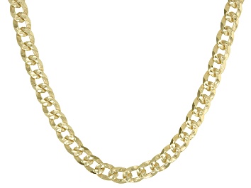 Picture of 18K Yellow Gold Over Sterling Silver 4MM Diamond-Cut Curb 22 Inch Chain