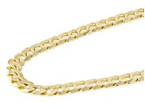 18K Yellow Gold Over Sterling Silver 7.1MM Diamond-Cut Curb 18 Inch Chain
