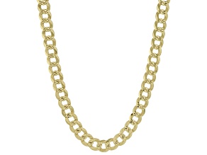 18K Yellow Gold Over Sterling Silver 7.1MM Diamond-Cut Curb 20 Inch Chain