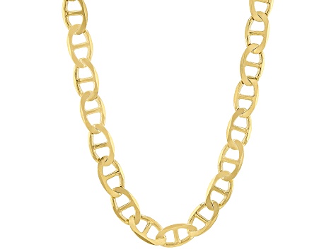 18K Yellow Gold Over Sterling Silver Flat Mariner 18 Inch Chain