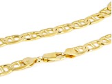 18K Yellow Gold Over Sterling Silver Flat Mariner 18 Inch Chain