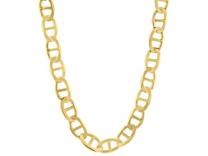 18K Yellow Gold Over Sterling Silver Flat Mariner 20 Inch Chain