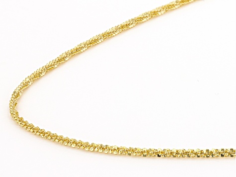 18K Yellow Gold Over Sterling Silver Adjustable Diamond-Cut 1.4MM Rope Chain
