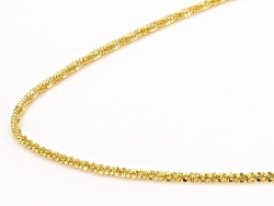 18K Yellow Gold Over Sterling Silver Adjustable Diamond-Cut 1.4MM Twisted Criss-Cross Chain