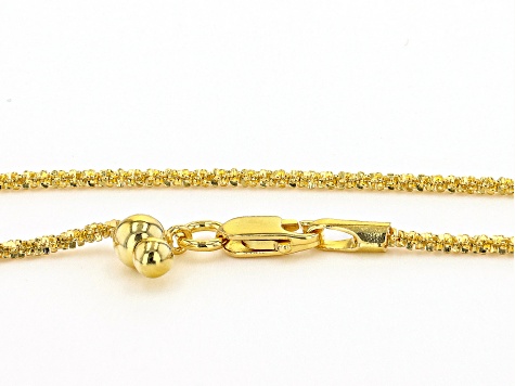 18K Yellow Gold Over Sterling Silver Adjustable Diamond-Cut 1.4MM Twisted Criss-Cross Chain