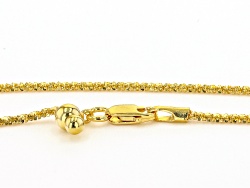 18K Yellow Gold Over Sterling Silver Adjustable Diamond-Cut 1.4MM Twisted Criss-Cross Chain