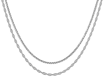 Sterling Silver Set of 2 1.5MM Mirrored Criss-Cross Chain 18 Inch