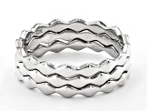 Rhodium Over Sterling Silver Set of 3 Stackable Rings