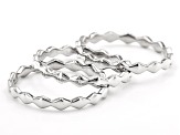 Rhodium Over Sterling Silver Set of 3 Stackable Rings