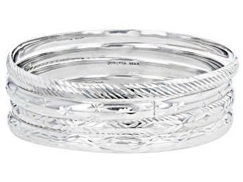 Picture of Sterling Silver 5mm Diamond Cut Set of 4 Slip on Bangles