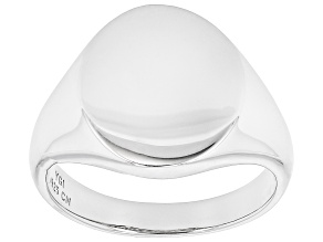 Rhodium Over Sterling Silver 16mm Signet Ring