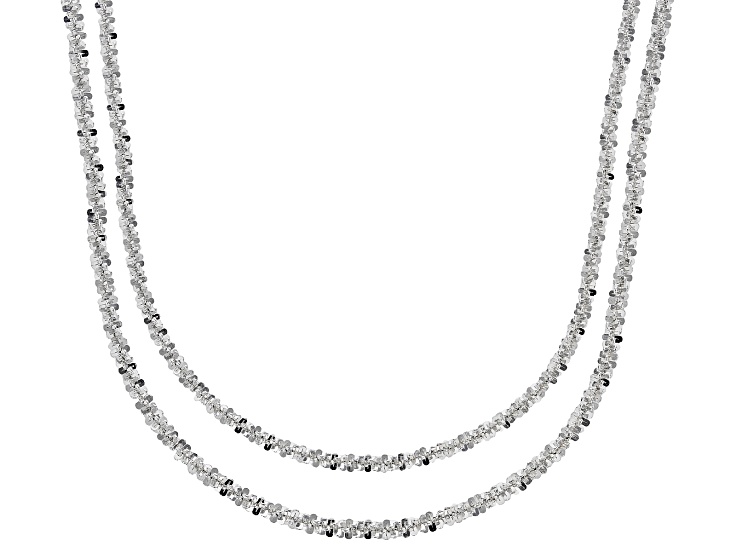 Sterling Silver 1.8mm Diamond Cut Criss Cross Chain Set 20 Inch