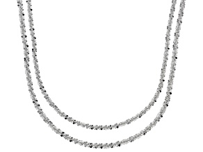 Sterling Silver Diamond Cut Criss Cross Chain Necklace Set 20 Inch & 24 Inch