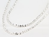 Sterling Silver Diamond Cut Criss Cross Chain Necklace Set 20 Inch & 24 Inch