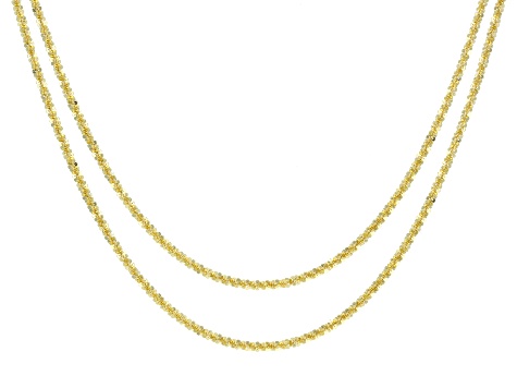 18k Yellow Gold Over Sterling Silver Diamond Cut Criss Cross Chain ...