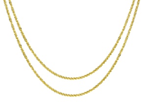 18k Yellow Gold Over Sterling Silver Diamond Cut Criss Cross Chain Necklace Set 20 Inch & 24 Inch