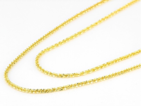 18K Yellow Gold Over Sterling Silver Diamond Cut Criss Cross Chain Necklace Set 20 inch & 24 inch