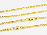 18k Yellow Gold Over Sterling Silver Diamond Cut Criss Cross Chain Necklace Set 20 Inch & 24 Inch