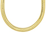 18K Yellow Gold Over Sterling Silver Reversible Diamond Cut Herringbone Chain Link Necklace