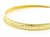 18K Yellow Gold Over Sterling Silver Diamond Cut Herringbone Chain Link Necklace