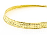 18K Yellow Gold Over Sterling Silver Reversible Diamond Cut Herringbone Chain Link Necklace