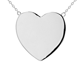 Rhodium Over Sterling Silver Heart Necklace