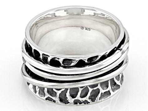 Sterling Silver Hammered & Polished Spinner Ring - DOM439