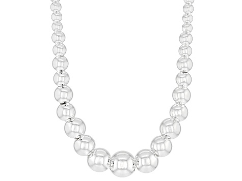 Sterling Silver Graduated Bead 18 Inch Necklace