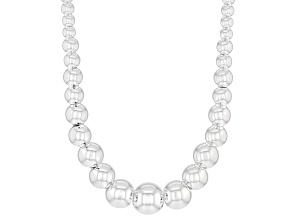 Sterling Silver Graduated Bead 18 Inch Necklace