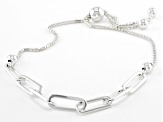 Sterling Silver Paperclip Link Bolo Bracelet