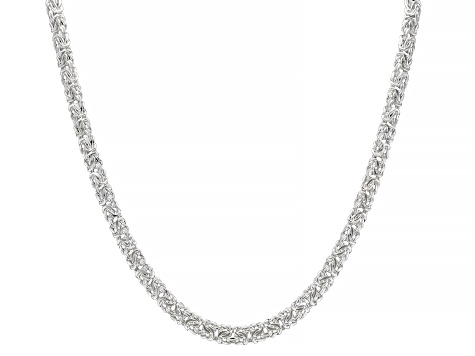 Sterling Silver 7.5mm Flat Byzantine 20 Inch Chain