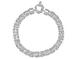 Sterling Silver 7.5mm Flat Byzantine Link Bracelet