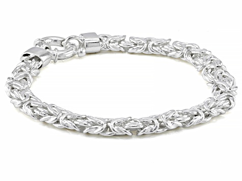 Sterling Silver 7.5mm Flat Byzantine Link Bracelet