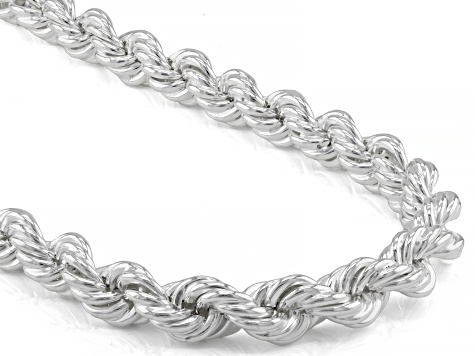 Sterling Silver 9.0mm Rope 22 Inch Chain