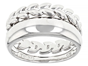 Rhodium Over Sterling Silver Set Of 2 Band Rings