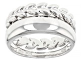 Rhodium Over Sterling Silver Set Of 2 Band Rings